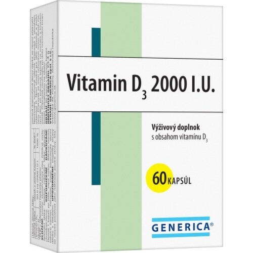 E-shop GENERICA Vitamín D3 2000 I.U. 60 kapsúl