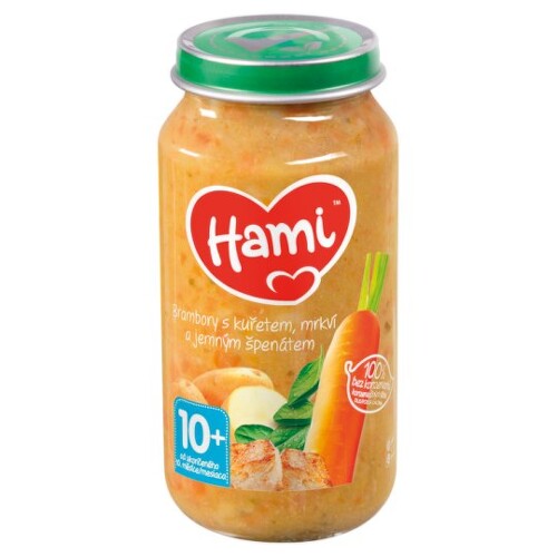 E-shop HAMI Príkrm zemiaky s kuraťom, mrkvou a jemným špenátom 250 g