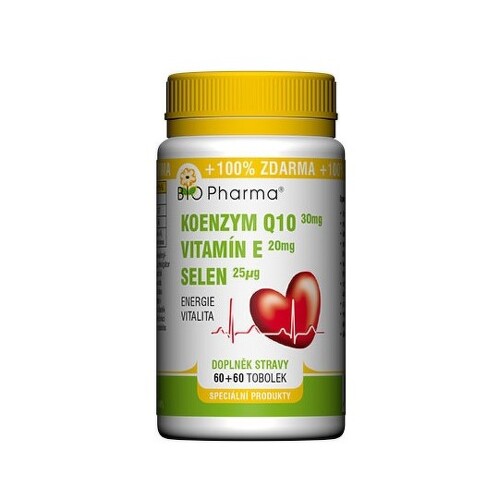 E-shop BIO Pharma koenzým Q10 30mg + vitamín E 20 mg + selén 25 µg 60 + 60 kapsúl