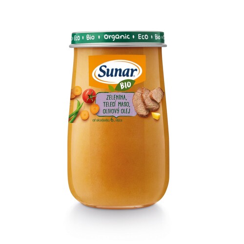 E-shop SUNAR Bio príkrm zelenina teľacie mäso olivový olej 6m + 190 g