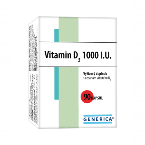 E-shop GENERICA Vitamín D3 1000 I.U. 90 kapsúl