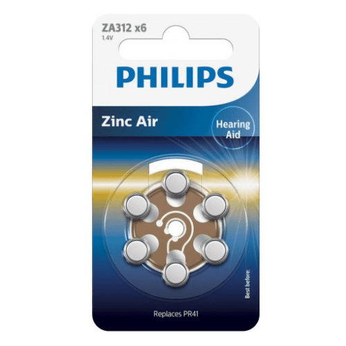 PHILIPS Zinc Air ZA312 batérie do načúvacích prístrojov 1,4V hnedá 6 kusov