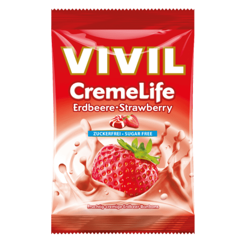 VIVIL Drops so smotanovo jahodovou príchuťou, bez cukru 60 g