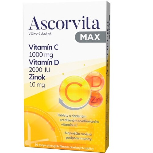 E-shop ASCORVITA Max vitamín C, D a zinok 30 tabliet