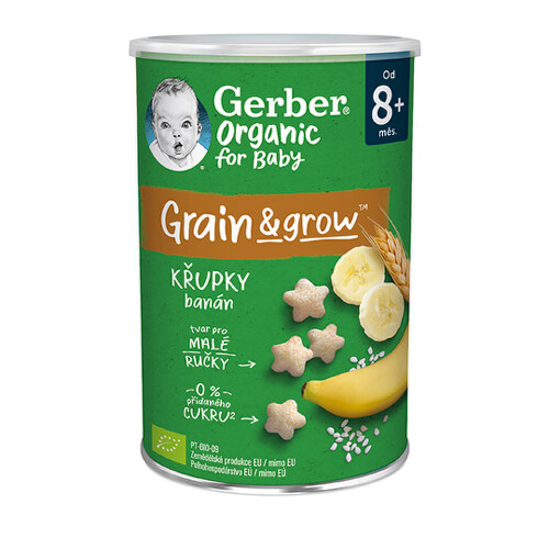 E-shop GERBER Organic chrumky ryžovo-pšeničné s banánom od ukonč. 8. mesiaca 35 g