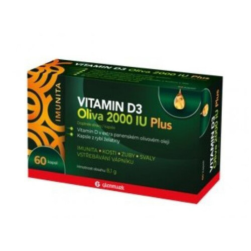 E-shop GLENMARK Vitamín D3 oliva 2000 IU plus 60 kapsúl