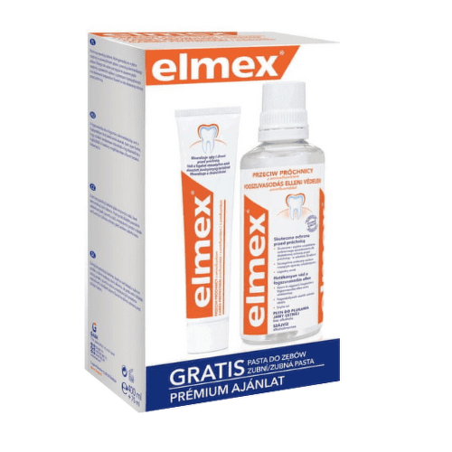 E-shop ELMEX Caries protection ústna voda + zubná pasta gratis 400 ml + 75 m