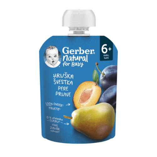 E-shop GERBER Natural kapsička hruška a slivka ovocná desiata od ukonč. 6. mesiaca 90 g