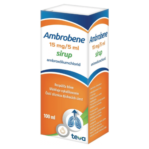 Ambrobene Ambrobene 15mg/5ml sirup na uľahčenie vykašliavania hlienu z dýchacích ciest a zmiernenie kašľa 100 ml kúpite na Benulekaren.sk