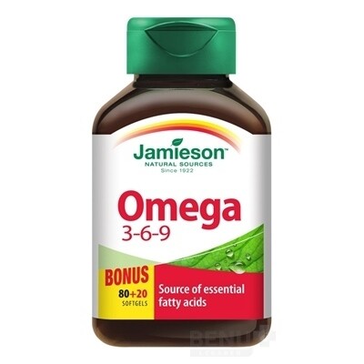 Jamieson Omega 3-6-9 1200mg mäkké tobolky pre normálnu činnosť srdca a mozgu 100 ks