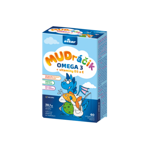 VITAR Mudráčik omega 3 + vitaminy D3 a E s príchuťou tutti-frutti 60 žuvacích kapsúl