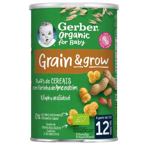 GERBER Organic chrumky kukurično-ovsené arašidové od ukonč. 12. mesiaca 35 g