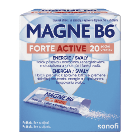 Magne B6 Forte Activ vrecúška na podporu normálnej činnosti nervovej sústavy, svalov, zubov a zníženie únavy 20 ks kúpite na Benulekaren.sk