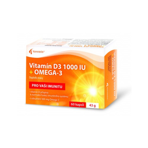 Noventis Vitamin D3 1000 IU + Omega-3 výživový doplnok na podporu imunitného systému 60 cps kúpite na Benulekaren.sk