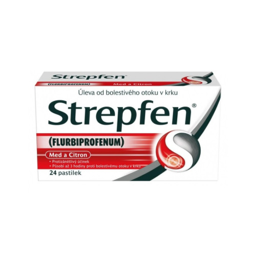 Strepfen Strepfen Med a Citron 8,75mg tvrdé pastilky na úľavu od bolesti v krku 24 ks