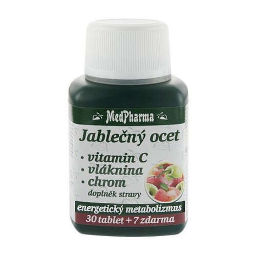 MEDPHARMA Jablčný ocot, vitamín C, vláknina, chróm 30 + 7 tabliet ZADARMO