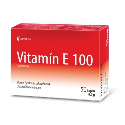 Noventis Vitamín E 100mg kapsuly na podporu ochrany buniek pred oxidačným stresom 50 cps kúpite na Benulekaren.sk