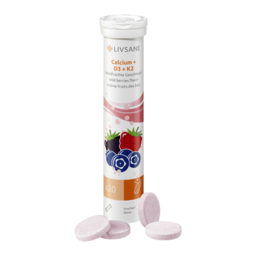 Livsane vápnik + D3+K2 šumivé tablety 20 tabliet