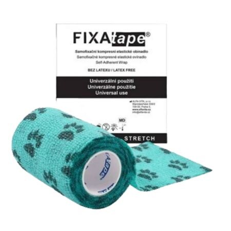 FIXAtape FIXAtape STRETCH Samofixačné elastické ovínadlo kompresné, farba modrá s labkami, 7,5x450cm 1 ks