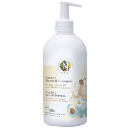NATURAL Detský sprchový gél a šampón 2v1 kokos harmanček 500 ml