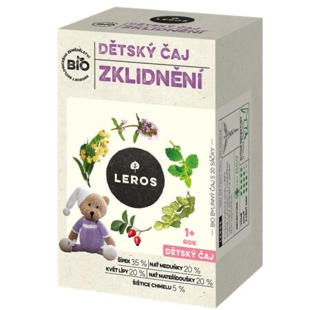 LEROS BIO DETSKY ČAJ UPOKOJENIE bylinný čaj, nálevová vrecká (od 1+ roka) 20x1,8 g