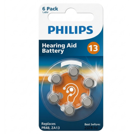 PHILIPS Zinc Air ZA13 batérie do načúvacích prístrojov 1,4V oranžová 6 kusov
