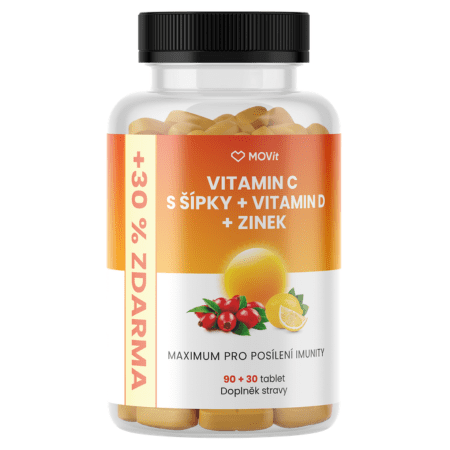 MOVit MOVit Vitamín C 1200 mg so šípkami + D + zinok 120 tabliet