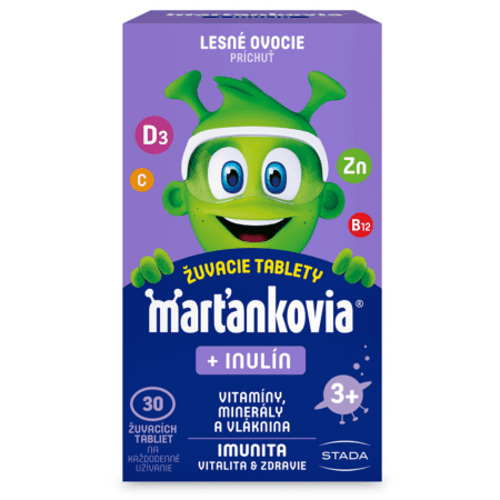 STADA Marťankovia s inulínom príchuť lesné ovocie 30 cmúľacích tabliet