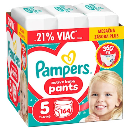 PAMPERS Active baby diaper pants 5 11-17 kg 164 ks