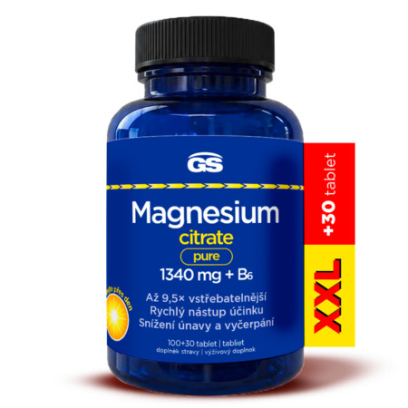 GS GS Magnesium citrate pure 1340 mg + B6 XXL 100 + 30 tabliet