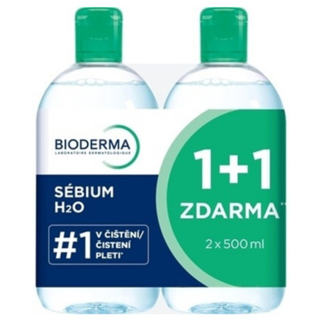 BIODERMA BIODERMA Sébium H2O festival micelárna pleťová voda na mastnú a zmiešanú pleť 1+1 zdarma 2 x 500 ml