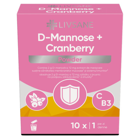 LIVSANE D-Mannose + cranberry prášok vo vrecúškach po 2,7 g 1 x 10 ks kúpite na Benulekaren.sk