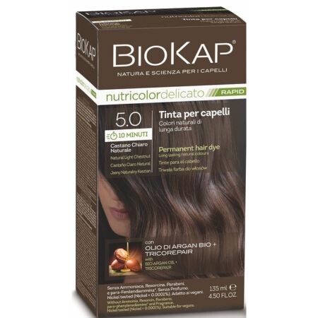 BIOKAP Nutricolor delicato RAPID 5.00 farba na vlasy prirodzený svetlý gaštan 135 ml