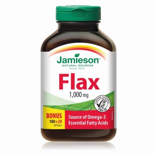 E-shop JAMIESON Flax omega-3 1000 mg ľanový olej 180 + 20 kapsúl ZADARMO