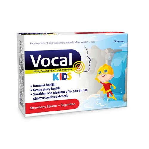 E-shop VOCAL Kids pastilky s jahodovou príchuťou bez cukru 24 ks