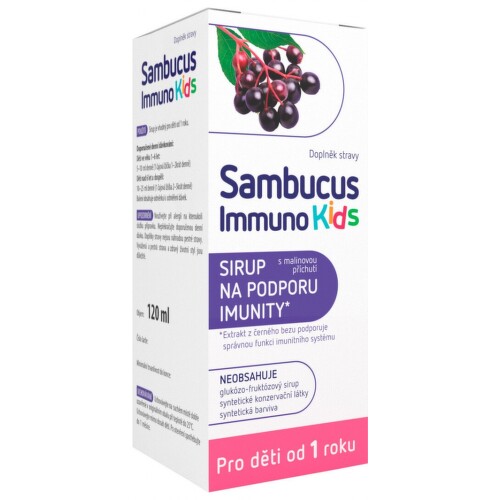 E-shop SAMBUCUS Immuno kids sirup malinová príchuť 120 ml