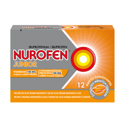 E-shop NUROFEN Junior s pomarančovou príchuťou 100 mg 12 kapsúl