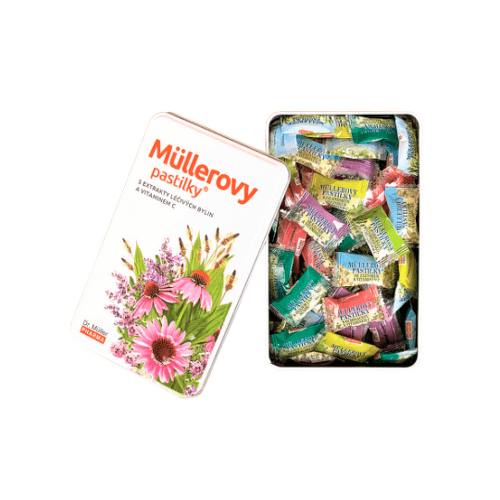 E-shop MÜLLEROVE Pastilky darčeková zmes s bylinnými extraktmi a vitamínom C 200 g