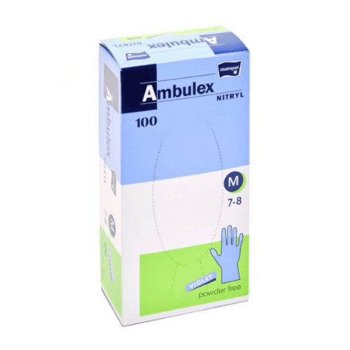 E-shop AMBULEX Rukavice nitryl veľkosť M biele krátke nesterilné nepudrované 100 ks