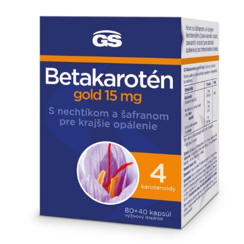 GS Betakarotén gold 15 mg s nechtíkom a šafranom 80 + 40 120 kapsúl