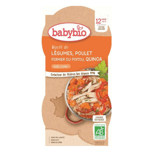 E-shop BABYBIO Zelenina s kuracím mäsom a quinoa príkrm menu od ukonč. 12. mesiaca 2 x 200 g