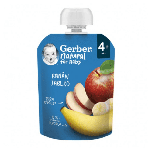 E-shop GERBER Natural kapsička banán a jablko ovocná desiata od ukonč. 4. mesiaca 90 g