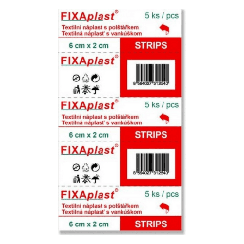 FIXAPLAST Strips náplasť 6 x 2 cm 5 kusov