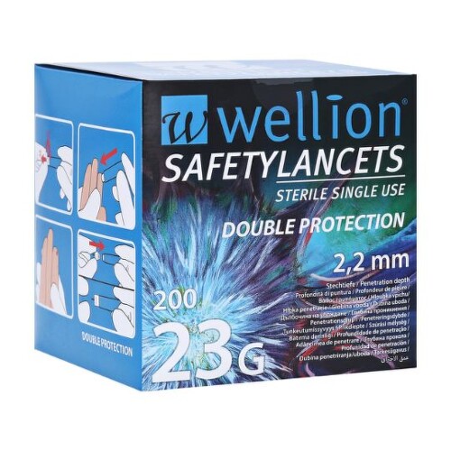 Wellion Safety Lancets 23G Lanceta bezpečnostná priemer 2,2 mm, sterilná, jednorazová 200 ks kúpite na Benulekaren.sk