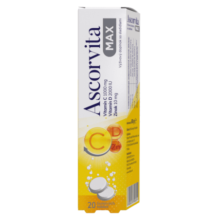 Ascorvita MAX vitamín C, D a zinok 20 šumivých tabliet kúpite na Benulekaren.sk