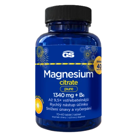 GS Magnesium citrate pure 1340 mg+ B6 70 + 40 tabliet