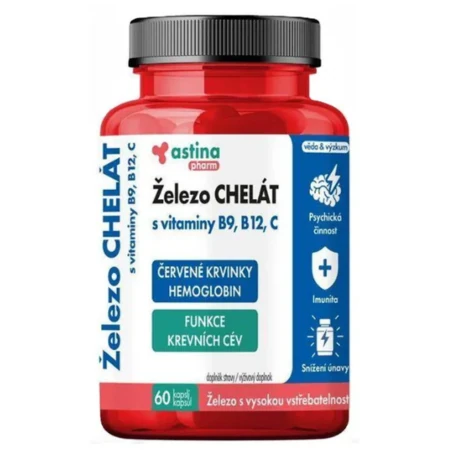 ASTINA Pharm železo chelát s vitamínmi B9 B12 C 60 kapsúl