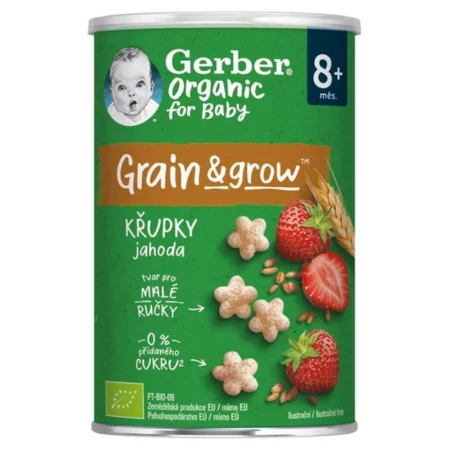 GERBER Organic pšeničné chrumky jahoda od 8. mesiaca 35 g
