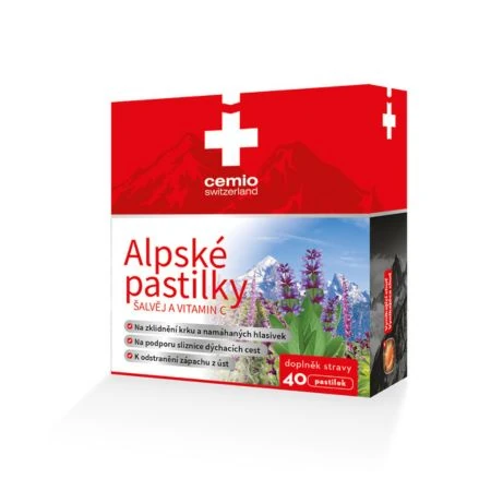 CEMIO Alpské pastilky šalvia a vitamín C 40 ks