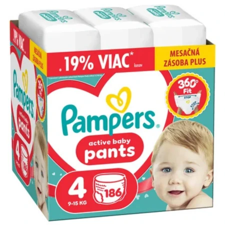 PAMPERS Active baby pants 4 9-15 kg 186 ks